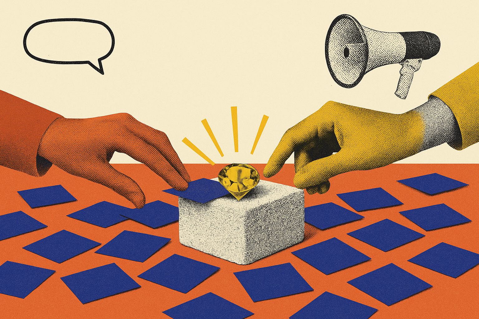 Collage illustrating: How do we figure out what makes our company different?