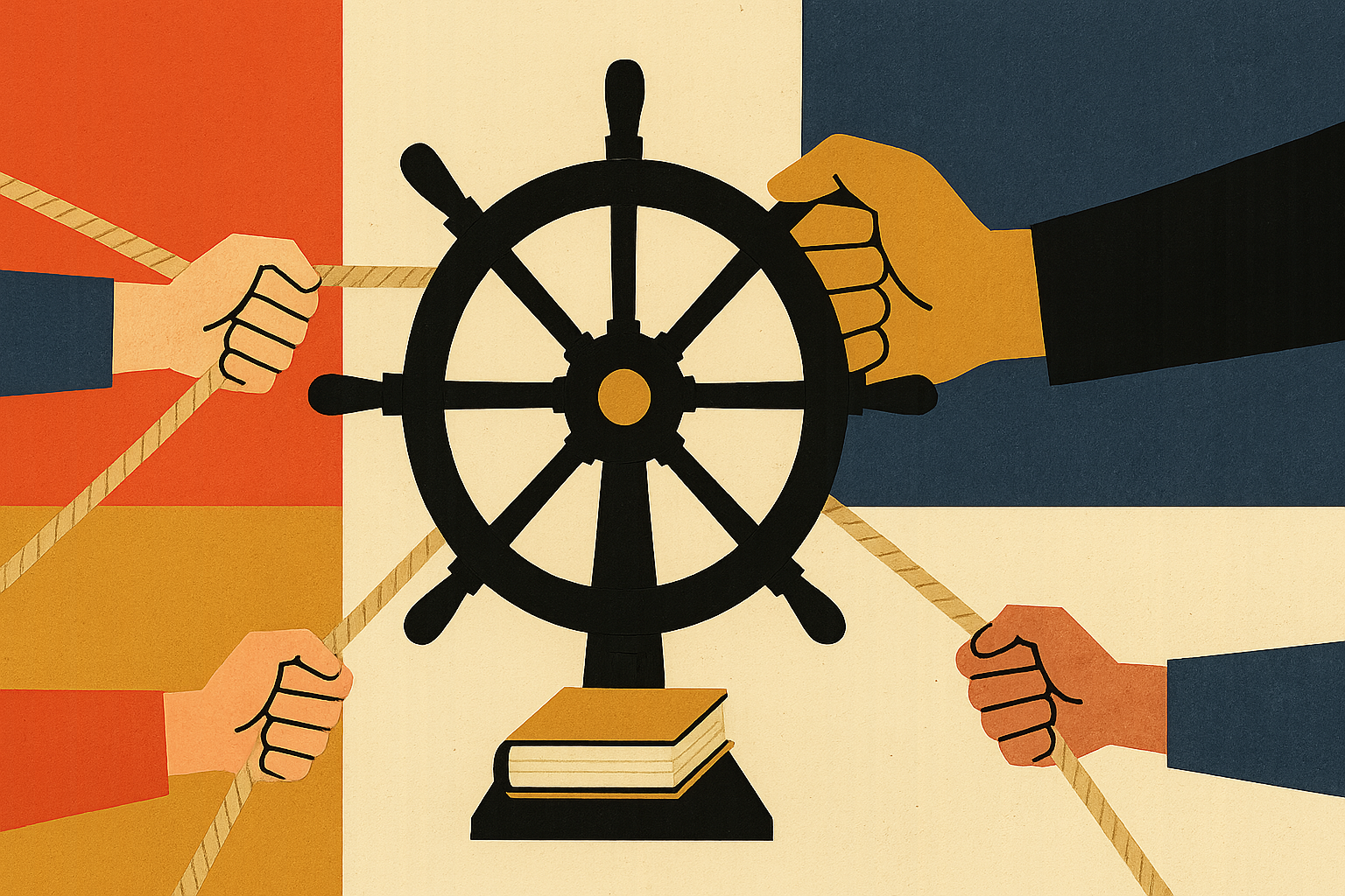 Paper collage illustrating: Who should own positioning in a B2B company?