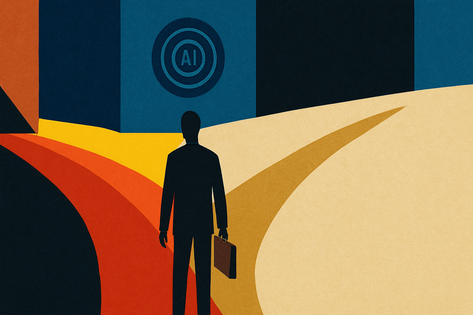 Paper-collage illustration for: Ask AI First
